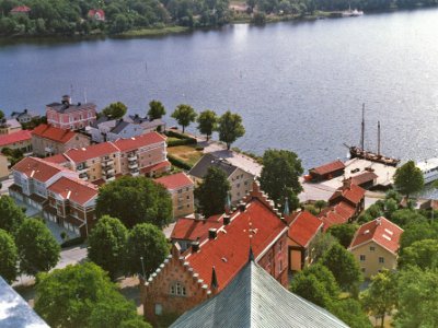 1990 Vy från kyrktornet  Kvarteret Kapellet 1990, vy från kyrktornet.