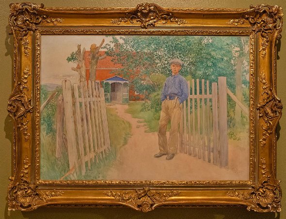 Zornmuseet i Mora Esbjörn som bonddräng, akvarell av Carl Larsson 1915. Esbjörn var Karin och Carl Larssons yngste son.