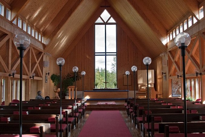 Interiör fjällkyrkan i Storsätern