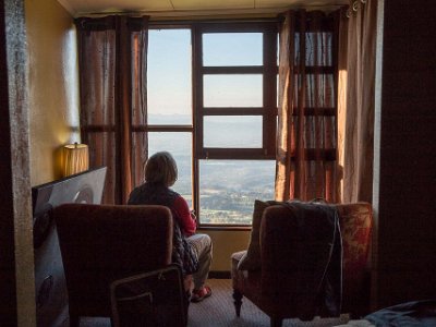 Poas Lodge Kyig morgon efter sömnlös natt på hotell Poas Lodge i Vulcan Poas.