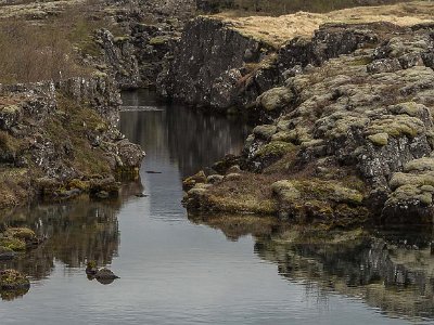 Nationalparken Thingvellir Sprickälv i nationalparken Thingvellir, Island.