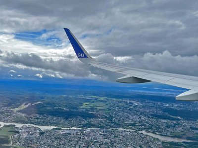 Ned för landning i Oslo På väg ned mot Gardemoens flygplats utanför Oslo.