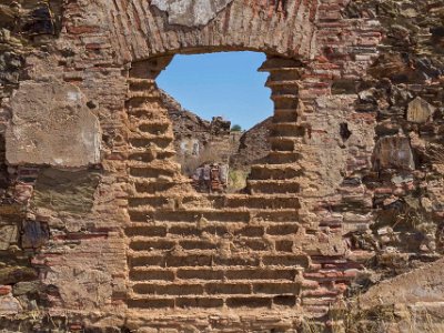Nedlagda gruvan i Sao Domingos Ruinerna efter mineraltillverkningen